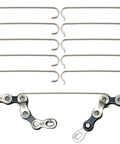 Go-To Bike Chain Hooks 304 Stainless Steel Set For Quick Chain Repair arranged in a 10-pack with a bike chain segment