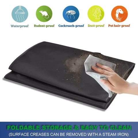 Coffee Marker Cover for Keurig K-Mini Mate being wiped clean of dust, showing black nylon material, waterproof and dustproof features.