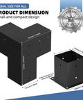4-Pack 6x6 Inch Wood Pergola Brackets, 3-Way Right Angle Corner Brackets with product dimensions and quality seal