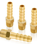 4 Pack Brass Hose Barb Fittings 1/4 Inch Barb To 1/8 NPT Male Thread Air Hose Fittings Quick Coupler M Type Adapter Connector Beefy Durability 300 PSI Max Minus 40 To 160 F Durable CA360 Brass