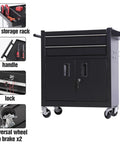 Real Deal Rolling Tool Chest With Two Secure Lockable Drawers And Heavy Gauge Cold Rolled Steel Build Designed Tough For Shop Grind And Weekend Warriors In Matte Black featuring side storage, handle, lock, and wheels.