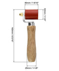 Side view of Silicone Seam Roller High Temperature Resistant Heavy Duty Pro Grade Hand Pressure Roller with wood handle and size dimensions