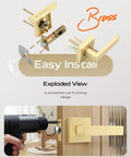 Six Pack Gold Interior Door Levers Non Locking Passage Handles for Hallway and Closet Doors Zinc Alloy Easy Install