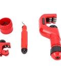 4-Piece Tubing Cutter Kit With Ergonomic Handles And Deburring Tool For Clean Cuts On Copper, Aluminum, Stainless Steel, PVC Pipes