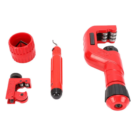 4-Piece Tubing Cutter Kit With Ergonomic Handles And Deburring Tool For Clean Cuts On Copper, Aluminum, Stainless Steel, PVC Pipes