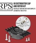 Distributor Cap and Rotor Kit For Mercruiser and Volvo Penta V8 Engines 5.0 5.7 6.2 flat top cap, brass contacts shown