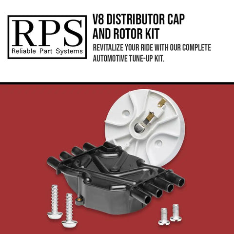 Distributor Cap and Rotor Kit For Mercruiser and Volvo Penta V8 Engines 5.0 5.7 6.2 flat top cap, brass contacts shown
