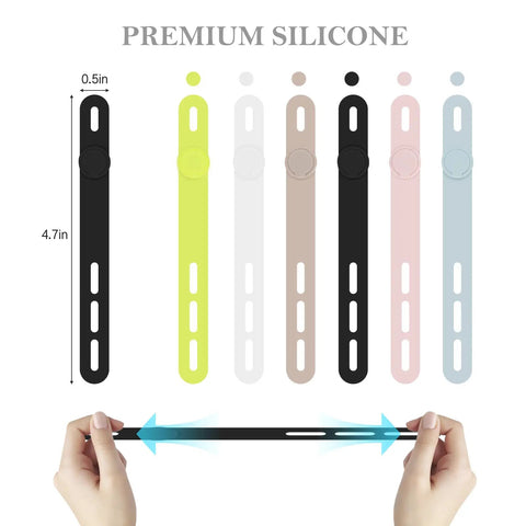 Silicone Cable Ties Set, 30 Pcs Reusable Washable Cable Management Straps With Adjustable Lock Buckles displayed in six colors