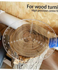 Woodturning center finder, transparent acrylic circular ruler with measurement scales for centering wood on a lathe.