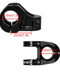 Ultralight CNC Hollow Aluminum 35mm Mountain Bike Stem For 31.8mm Handlebars, side and top view with measurement details