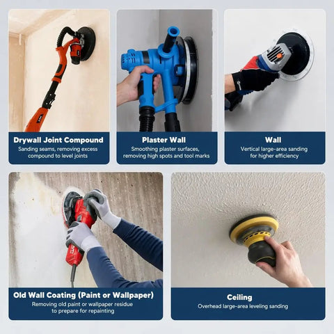 40 Piece Assorted 9 Inch Hook And Loop Sanding Discs With Ten Holes Featuring Eight Grit Ranging From Rough 40 To Smooth 600 for drywall work and wall preparation.
