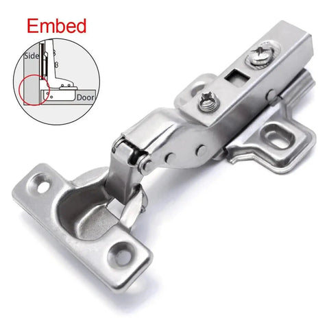 Box Of Two Inset Furniture Hinges Featuring Soft Close Hydraulic Damper For Kitchen Cabinet Doors, steel hinge with mounting plate.