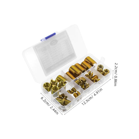 Heavy Duty Carbon Steel Thread Insert Kit 50 Pcs, helical inserts in clear 12.5 x 6.2 x 2.2 cm storage box