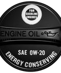 0W-20 Engine Oil Filler Cap Replacement Fits Avalon Camry Highlander 4Runner Tacoma Tundra Corolla FJ Cruiser Matrix RAV4 Sienna Solara Venza Yaris Scion 12180-0H012 Durable, Easy Install, High Quality Engine Maintenance Part, black cap with energy conserving text, SAE 0W-20 marking, for gasoline engines.