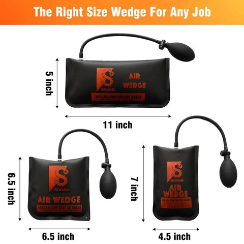 Heavy Duty Air Wedge Shim Kit With Three Sizes, Inflatable Air Bag Wedge Tools For Vehicle Lifting, Leveling And Alignment