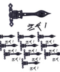 Black Wrought Iron Door Strap Hinges, 6-Inch Long Antique Colonial Spear Tip, Rust Resistant, with screws, Pack of 10