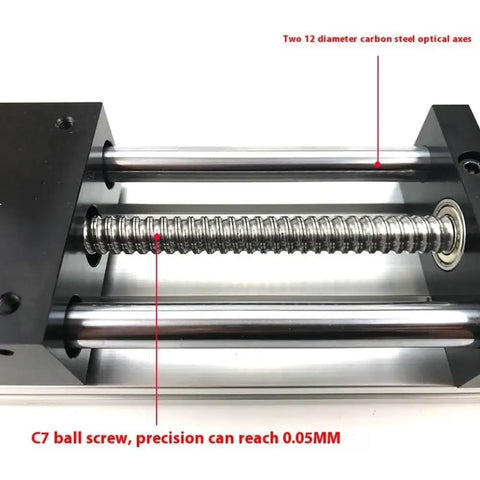 Dual Shaft Ball Screw Linear Motion Stage With Stepper Motor Precision Electric Cross Slide Module 1000 Millimeter Stroke showing C7 ball screw.