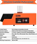 Built Tough Commercial 3D Printer Filament Extruder With Adjustable Speed And Dual Extrusion Dies, orange color, front view with controls.
