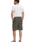 Back view of Men's Hiking Cargo Shorts 9 Inch Stretch Quick Dry Lightweight Outdoor Work Shorts With Six Pockets For Travel Camping Golf And Fishing Dark Gray All Day Comfort