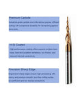 Tapered Ball Nose End Mill 1/4 Inch Shank, 3 Inch Overall Length, 0.5mm Ball Radius R0.5, featuring TiAIN coating and HRC55 hardness