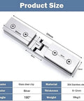 Durable 2 Pack 304 Stainless Steel Shower Door Hinges For 8-12mm Glass, Bright Silver 180° Pivot Clip with dimensions