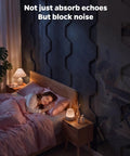 Professional Grade MLV Backed Dual Thickness Sound Proof Foam Panels Hexagon Acoustic Wall Tiles in a bedroom.