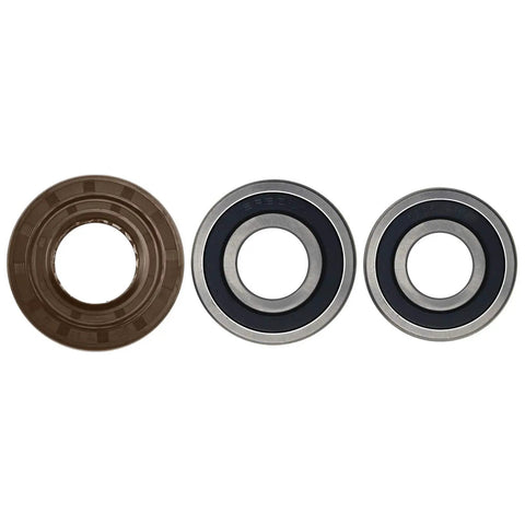 Heavy Duty Front Load Washing Machine Bearing Kit With Durable Rubber Tub Seal And Precision Steel Rollers, featuring three seals.