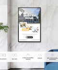 85 Inch Indoor Wall Mount LCD Digital Signage Panel 4K Resolution showcasing modern home advertisement in a stylish setting.