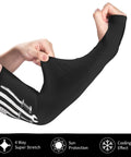 Stay Chill With American Flag Cooling Arm Sleeves Crafted From Premium Ice Silk Uv Blocker Fabric Keeps Mechanics Cool Through Long Garage Builds Quick Dry Design Gives Flawless Sun Shield When Summer Heat Hits Peaks. Close-up of hand stretching UV protective ice silk sleeve.