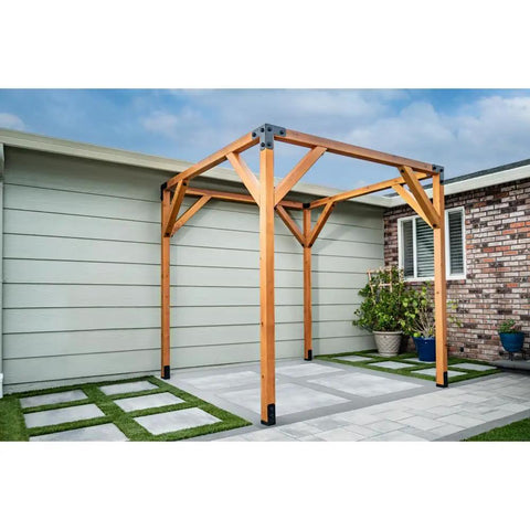 Outdoor Accents Pergola Hardware Kit In Black Powder Coated Steel With DIY Plans With Easy Install For 8x8 And 10x10 Open Top Pergolas Includes Straps Post Bases And Angle Connectors For A Sturdy Stylish Backyard Build