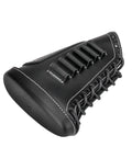 Leather Recoil Pad With Shell Holder For Rifle Buttstock Cheek Riser, Lace On, Black, Holds Up To Six Shells, Adjustable Strap
