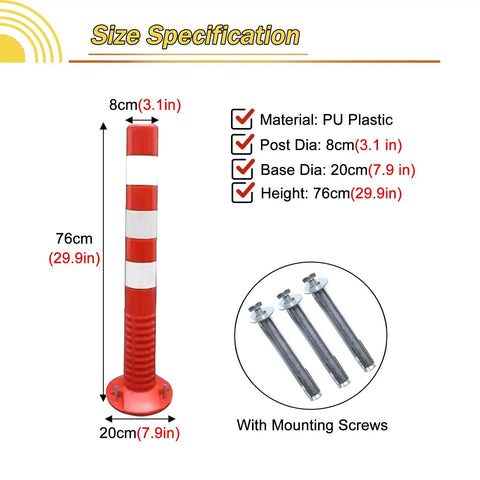 Badass Flexible Parking Barrier Poles And Commercial Traffic Delineator Posts Built Like A Tank With Rugged PU Construction For Street Safety Night Guide Markers