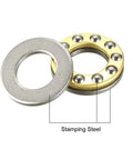 Front view: two-piece chrome steel thrust ball bearing with stamped steel washer, 10x18x5.5 mm