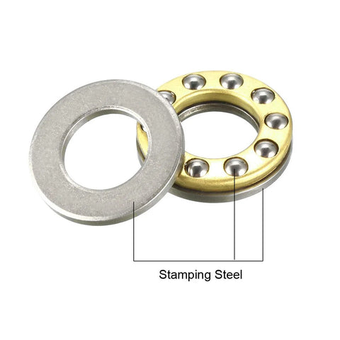 Front view: two-piece chrome steel thrust ball bearing with stamped steel washer, 10x18x5.5 mm