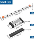 Two 150mm Linear Guide Rails With MGN9H Carriage Blocks, Plus Two Mini MGN12 Linear Guides For DIY 3D Printers And CNC Machines, Steel Bearing Rails In Silver, displaying sizes and dimensions
