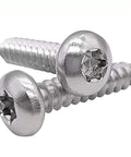 Close-up of Torx pan head screws from 125 Piece Torx Pan Head Stainless Wood Screws Set With T20 Bit M4 X 16 20 25 30 40 mm 304 Stainless Steel