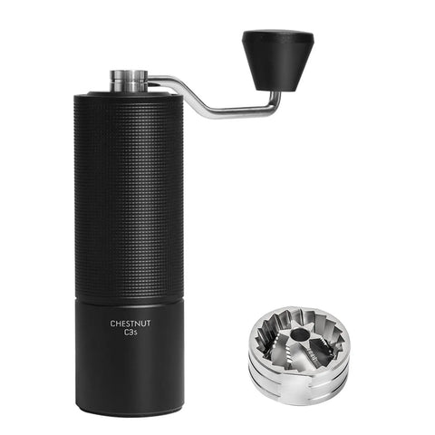 Chestnut C3S Manual Coffee Grinder With All Metal Aluminum Body Conical Burr Hand Coffee Grinder Adjustable Grind Settings For On The Go Travel Camping And Home Black