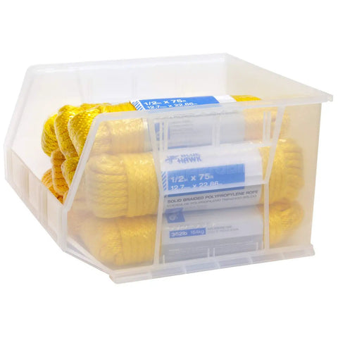 Heavy Duty Hang Stackable Storage Bins Clear Plastic Organizers Built Tough Pro Grade Containers Rock Solid Garage Workshop Tool Parts Holder 18 Inch Crack Resistant Set Of Six Industrial Grade Durability