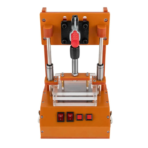 Front view of PCBA Test Stand For DIY Projects With 3 Acrylic Boards And Bakelite Fixture, PCB Test Jig And Test Rack, orange color