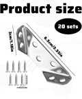 20 Pack Stainless Steel Corner Brackets With Screws L Shaped Angle Connectors For Wood Shelves Cabinets Desks And Tables