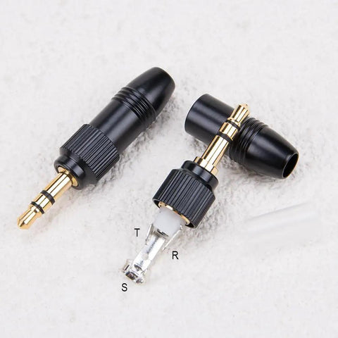 Two Pack Gold Plated DIY 3.5mm Stereo Jack Plug Adapter With M6 Threaded Lock For Headphones And Audio Converters Solder Ready For DIY Audio Projects Kit