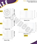 Size chart for Clear PVC Heat Shrink Bottle Bands Kit With 1250 Pcs DIY Friendly Five Sizes 1.37 Inches 1.77 Inches 1.96 Inches 2.71 Inches 3.5 Inches