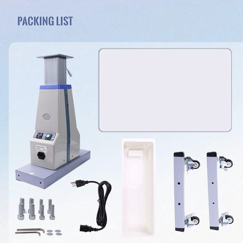 Motorized Optometrist Ophthalmic Table With Electric Lift, Drawer; assembly components and accessories shown.