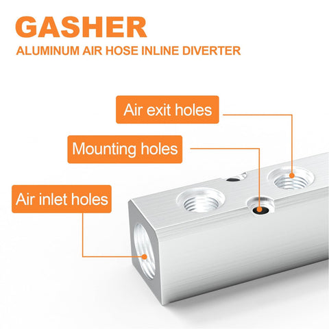 Aluminum Air Manifold 3 Way 5 Port Pneumatic Block Splitter With One Quarter Inch NPT Output And One Half Inch NPT Input