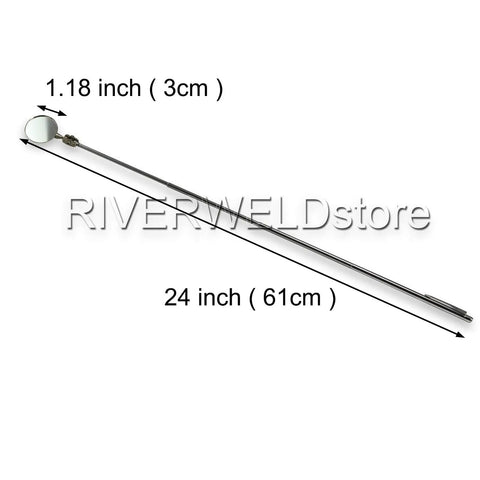 Adjustable Telescopic Inspection Mirror With 360 Degree Swivel Pocket Clip Retractable Handle Extends To 24 Inches 30mm Chrome Mirror