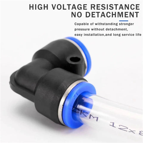 Dope 100 Pc Pneumatic Fittings Kit For Fast Push To Connect Air Hose Assortment 4mm 6mm 8mm 10mm 12mm Universal Compressor Tools With Easy Install No Wrench Needed black push-to-connect fitting with blue ring for 12mm air hose