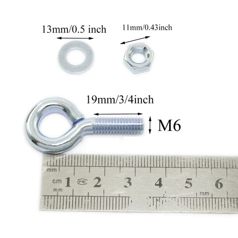 Beefed Up Eyebolt Kit Ten Pcs Heavy Duty One Quarter Inch By Three Quarter Inch Male Thread Shoulder Ring Eye Bolts With Nuts And Washers