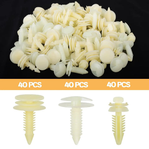 120 Pc Gm Door Panel Clips Kit For Chevy Buick Gmc Truck Suv Trim Retainer Fasteners showing 40 pcs beige nylon fasteners pile.