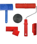 Easily Nail That Authentic Wood Look With This Hella Durable 4 Piece Fake Wood Grain Roller Set, assorted red and blue rubber rollers.