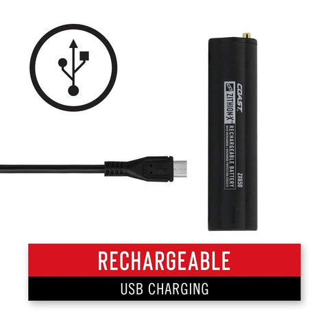 Rechargeable battery and USB cable for Polysteel 700 LED Flashlight 800 Lumens Heavy Duty Stainless Steel Core